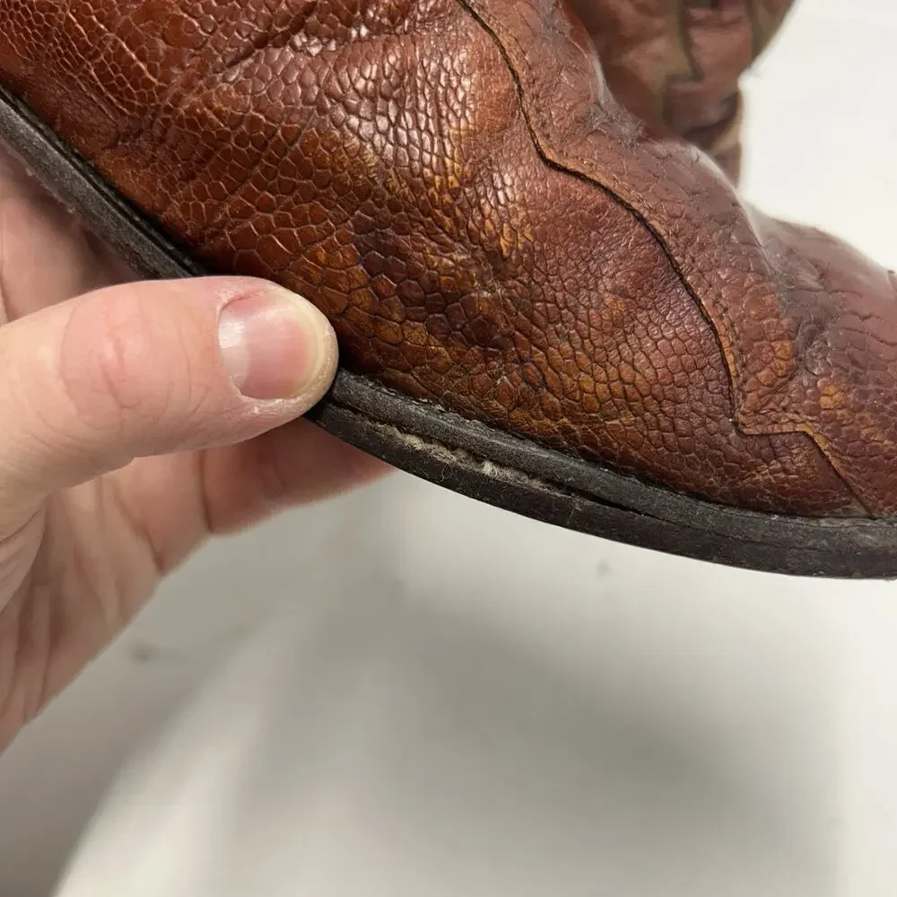 Vintage Lucchese 1883 Ostrich Leg Cowboy Boots “Brown”